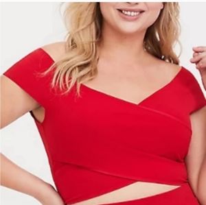 Torrid red scuba off the shoulder wrap top size 2